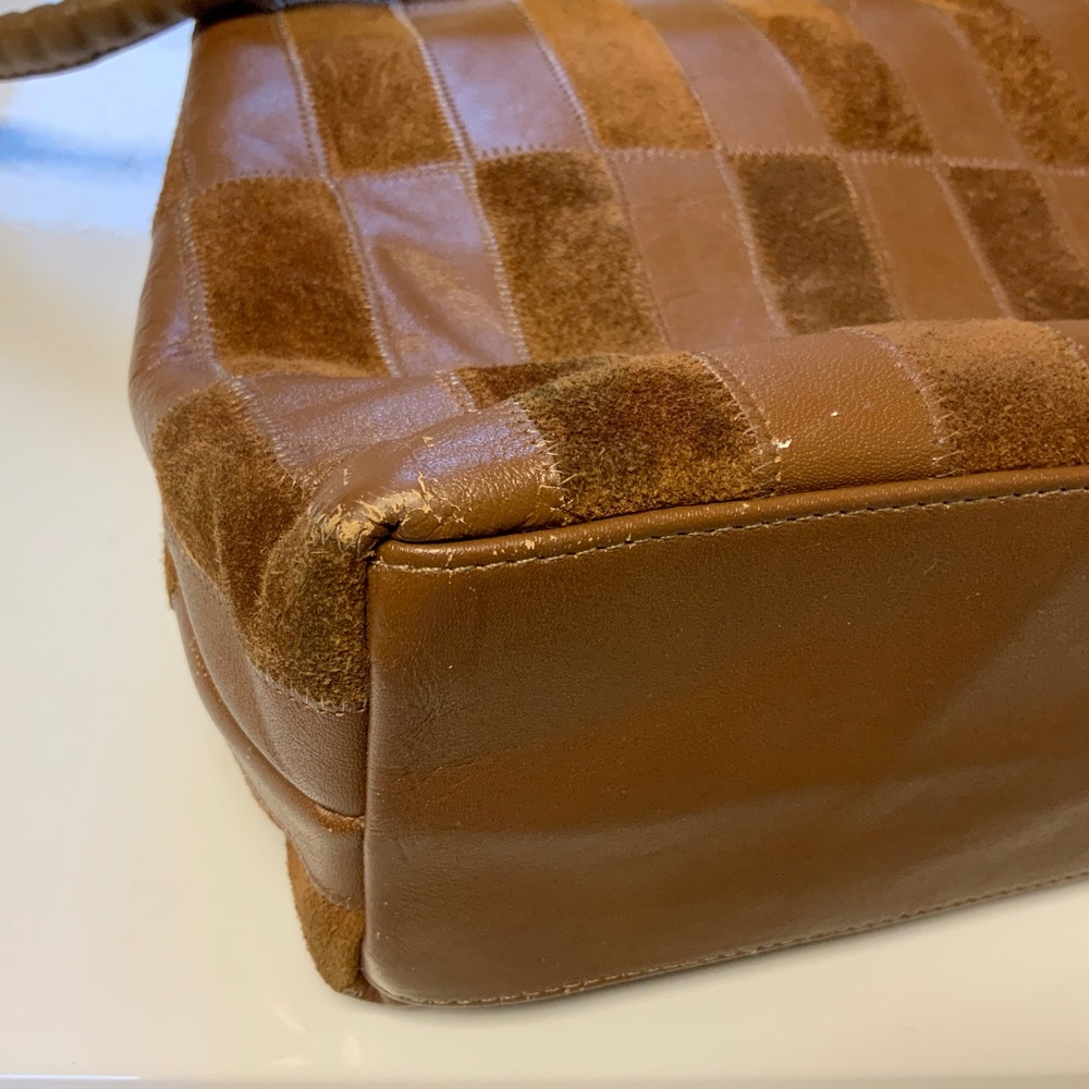 Vintage Judi Simon USA Leather & Suede Patchwork Handbag - Picture 13 of 16